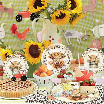 180PCS Highland Cow Paper Plates and Napkins Party Supplies Serve 60 | Brown - Image 6
