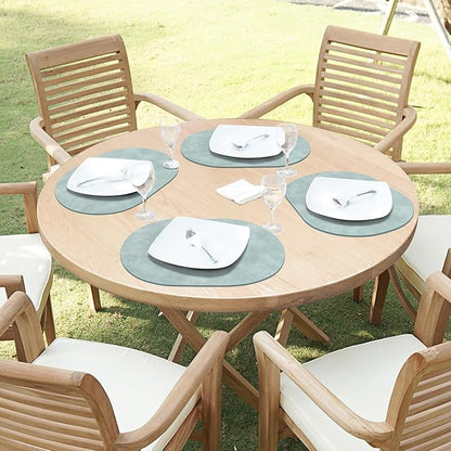 ADRIMER Placemats, Heat Resistant Oval Placemats Set of 4 Washable 12 x 17 Inch, Waterproof Table Mats, Wipeable Pu Place Mats for Kitchen, Dining Room, Light Blue