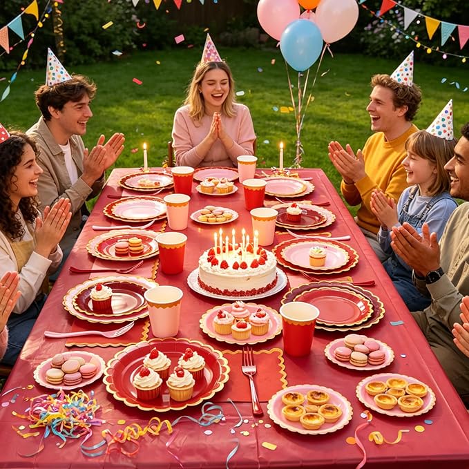 Burgundy Plates and Napkins Party Supplies - Image 7