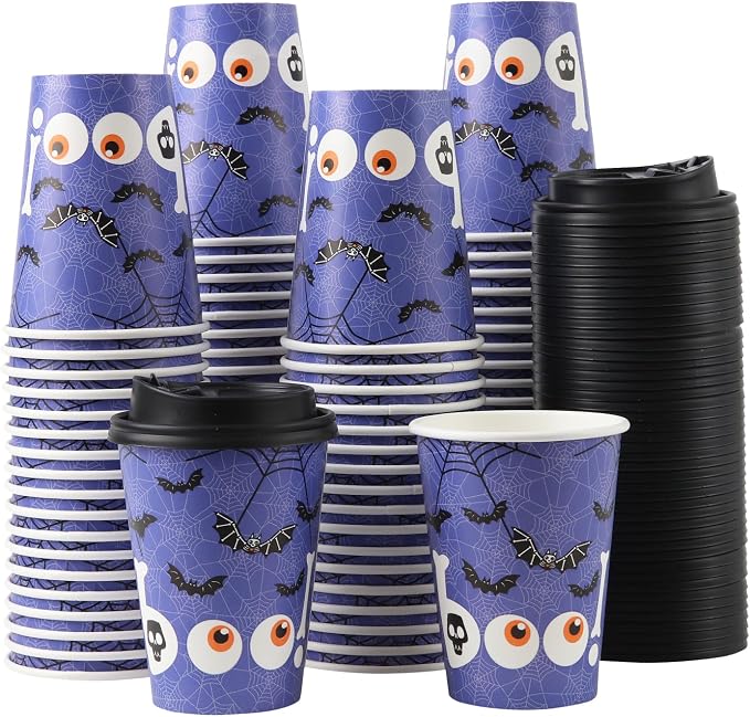 Tamone 100 PACK Halloween Cups 12OZ Disposable Coffee Cups by InjectingCreativityandBeautyintoModernLife
