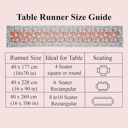 Dark Salmon Hand Block Print 100% Cotton Table Runner 16x90 Inch | Perfect - Image 4