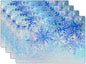 Giwawa Christmas Snowflake Placemats, White Blue Falling Crystal Nature Ice Table Mat, Winter Snow Place Mats Set of 4 for Kitchen Dining Decor, 12"x18", Heat Resistant Non-Slip
