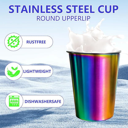 20oz 8PCS Stainless Steel Pint Cups, Reusable metal Cups, Drinking | Pint - Image 5