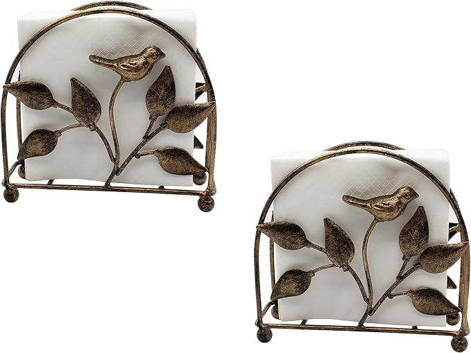 Set of 2 Cast Iron Bird & Tree Classic Napkin Holder/Tabletop Freestanding by Owlgift