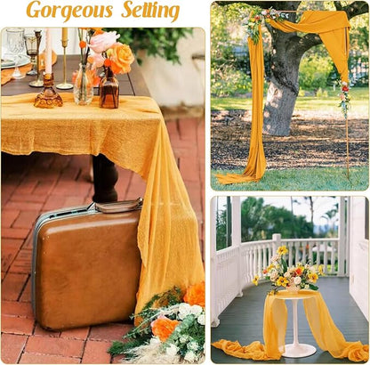 Mustard 10FT Cheesecloth Table Runner Boho Gauze Fabric Table Runner Rustic - Image 6