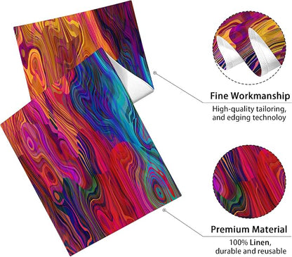 Abstract Table Runner 13x36 Inch Colorful Chaotic Waves Table Runners Table - Image 2