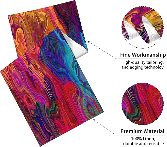 Abstract Table Runner 13x71 Inch Colorful Chaotic Waves Table Runners Table - Image 2
