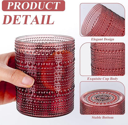 18PCS Hobnail Plastic Drinking Glasses 14 oz Burgundy Cups - Image 4