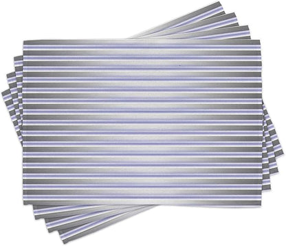 Ambesonne Modern Place Mats Set of 4, Stripe Tube Like Bars Animation Inspired Digital Minimalist Graphic Art, Washable Fabric Placemats for Dining Table, Standard Size, Lavender Grey