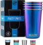 Real Deal Steel Rainbow Cups 16 oz Pint Cups, Stackable Tumblerrs, Eco Friendly by RDS