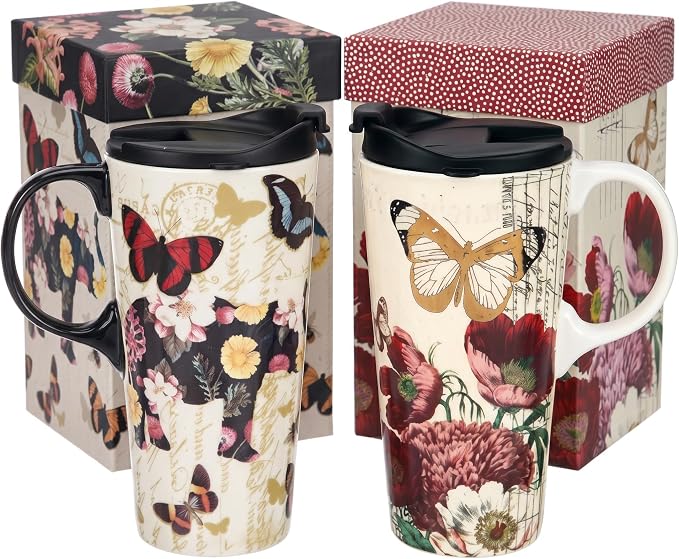 Topadorn 2 Pack 17oz Ceramic Travel Mugs by Topadorn