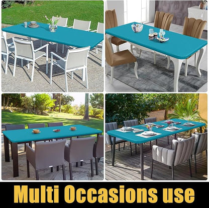 Smiry Rectangle Picnic Table Cloth, Waterproof Elastic Fitted Tablecloths for 6 Foot Tables, Washable Polyester Table Cover for Camping, Indoor and Outdoor (Teal, 30"x72")