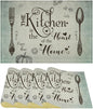 Retro Farmhouse Placemat Set, Minimal Green Gradient Rustic Plank Art Sketch Cutlery Knife Fork Inspirational Quotes Pattern Home Decor Linen Table Mats for Dining Room Kitchen Party (17x12in) x4P