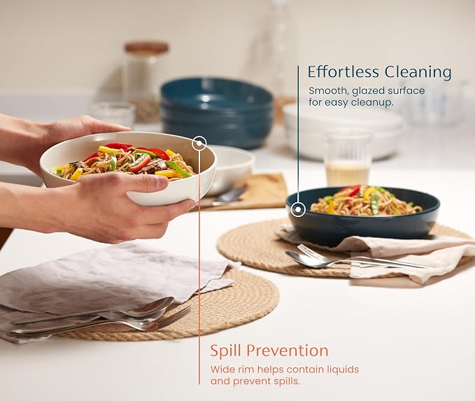 KooK Pasta Bowl, Salad Bowls, Serving Bowls, Large Capacity, Microwave & - Image 3