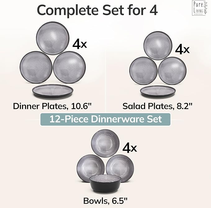 12 Piece Stoneware Dinnerware Set - Image 6