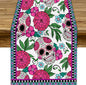 YCness Dia De Los Muertos Table Runner Red Floral Cinco De Mayo Rustic Linen by YCness