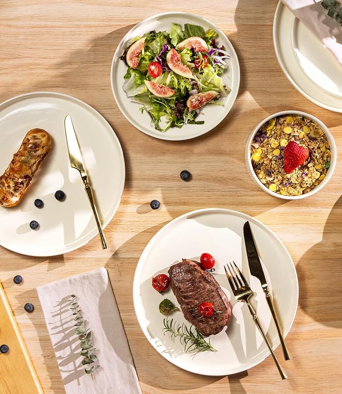 Ceramic Dinnerware Set for 6, 18-Piece Plates and Bowls Set | Lightweight - Image 3