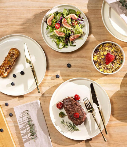 Ceramic Dinnerware Set for 6, 18-Piece Plates and Bowls Set | Lightweight - Image 3