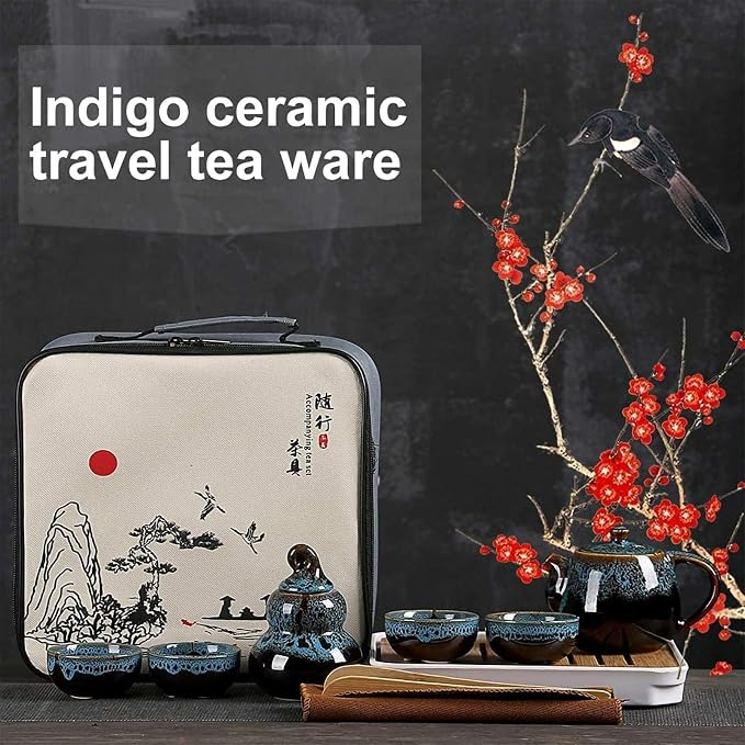 Chinese Kongfu Tea Set, Portable Porcelain Travel Tea Set - Image 3