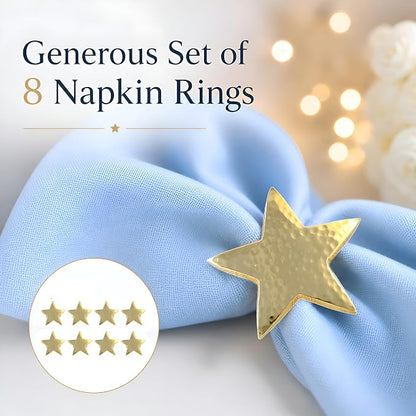Star Napkin Holders, Durable Aluminum Napkin Rings Set of 8 - Image 4