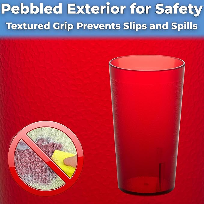 Restaurant Grade, BPA-Free 12oz Red Plastic Cups 6pk. Super Durable, Break - Image 5