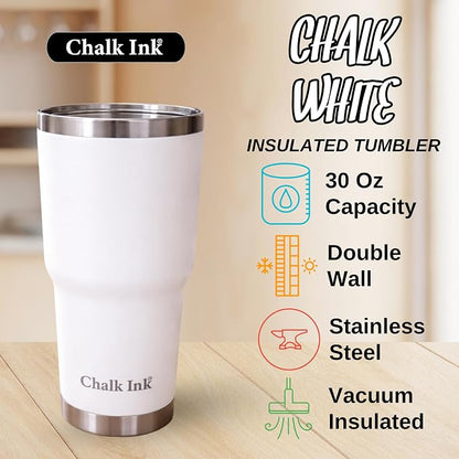 Chalk Ink 30 oz Stainless Steel Tumbler – Insulated Coffee Mug and Water Cup – - Image 3
