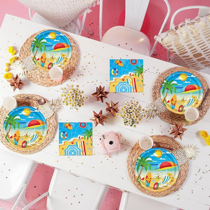 40 Pcs Beach Plates and Napkins, Summer Beach Party Supplies, Serves 20 | - Image 6
