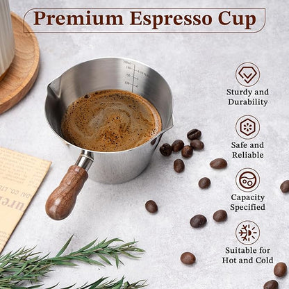 Amrules Espresso Cup, 6.8 oz/200 ml Stainless Steel Coffee Shot Measuring Cup - Image 4