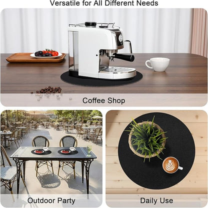 Myir JUN Round Placemats, Dual Sided Faux Leather Place Mats Set of 6 Indoor/Outdoor Non-Slip Washable Table Mats (Cream-White Black, Set of 6)