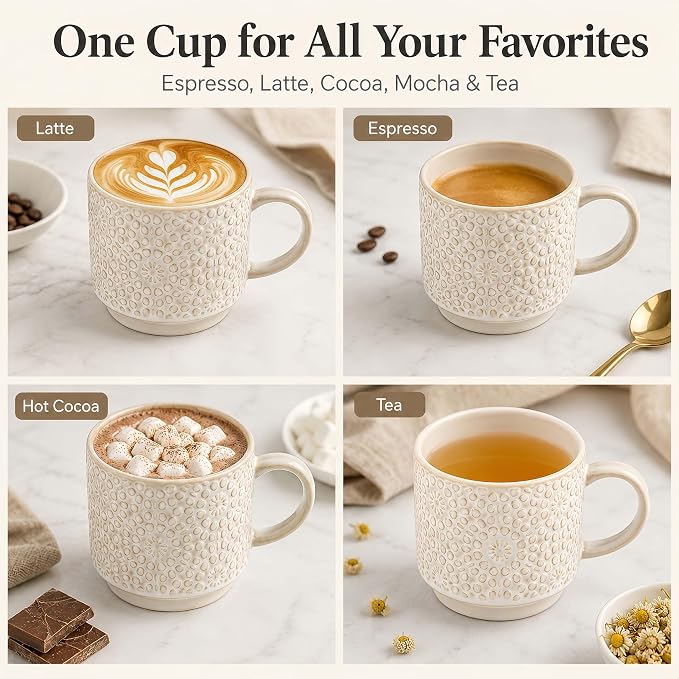 6 Oz Coffee Cups Set of 4, Stackable Espresso Cups - Image 9