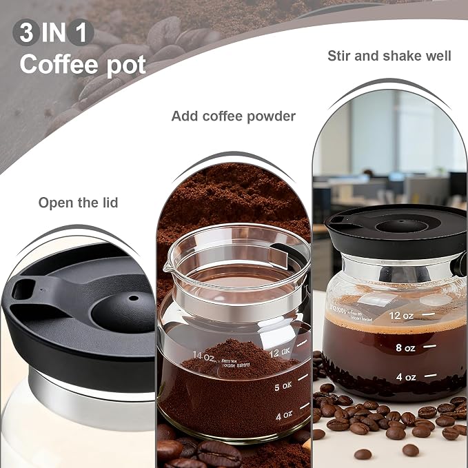 16 oz Clear Glass Coffee Pot Mug - Image 2