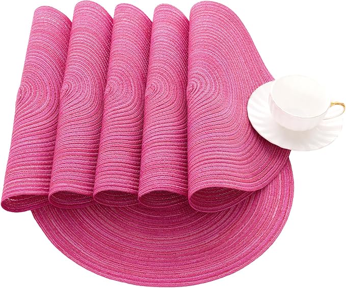 SHACOS Round Placemats Set of 4 Round Table Placemats Braided Cotton Place Mats - Image 8