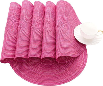 SHACOS Round Placemats Set of 4 Round Table Placemats Braided Cotton Place Mats - Image 8