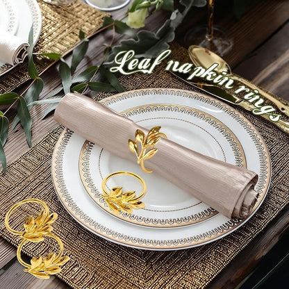 Leaf Napkin Rings Set of 100 Metal Napkin Rings Bulk Table Napkin Ring Suitable - Image 3