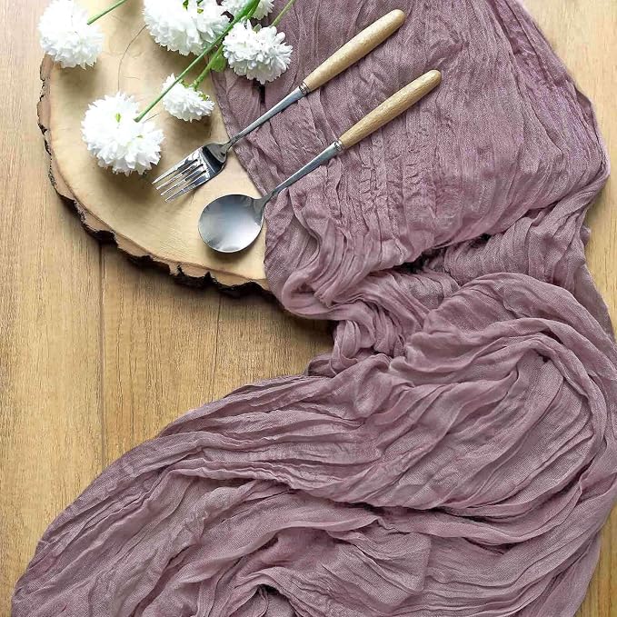 Efavormart 10ft Violet Amethyst Cheesecloth Table Runner - Image 2