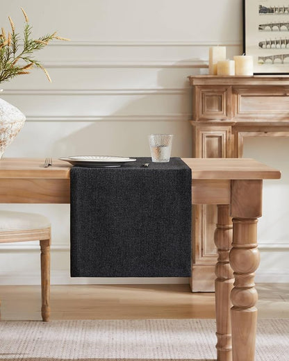 Burlap Style Farmhouse Table Runner, 14x72 Inches Black | Thick Durable Fabric - Image 2