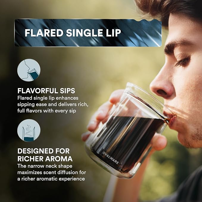 ovalware Double Wall Single Lip Insulated Glass Cup, Cocktails & All Beverages - Image 3