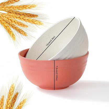 8PCS Cereal Bowl, Ohola Unbreakable Wheat Straw Cereal Bowls, Microwave & - Image 2