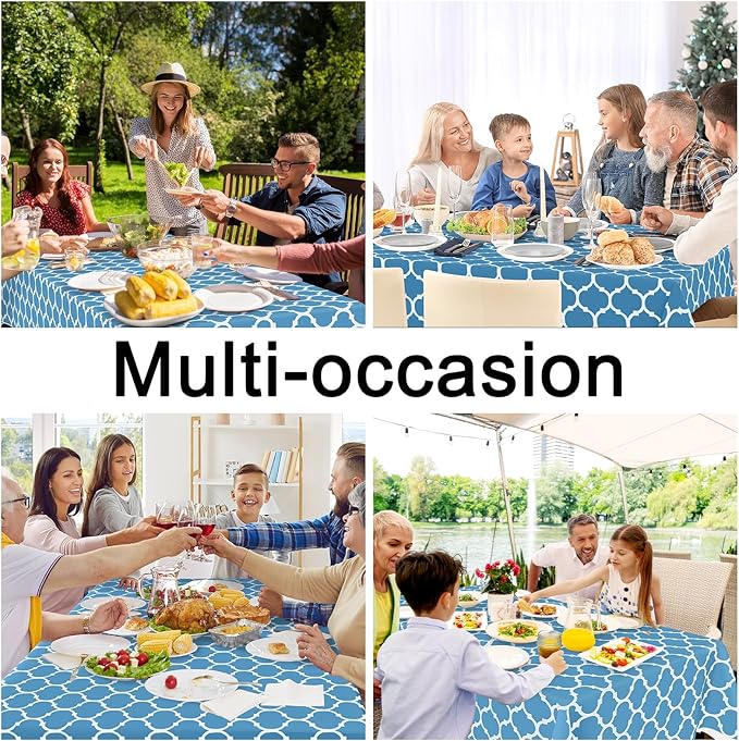 Smiry Rectangle Table Cloth, Waterproof Vinyl Tablecloth with Flannel Backing for Rectangle Tables, Wipeable Spillproof Plastic Tablecloths for Dining, Camping and Indoor (60"x120", Light Blue)