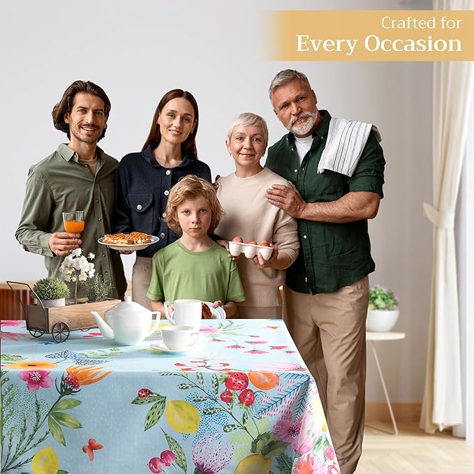Maison d' Hermine Table Cloth Rectangle Table 100% Cotton 54 x 72 Inches Tablecloth Reusable Decorative for Dining Room Farmhouse Home Valentines Day Decorations Spring Summer - Jardin D'Ete - Mint