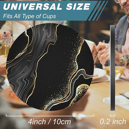 Coasters for Drinks, Kitchen Home Decor Housewarming Gift, Round 4 in - Image 3