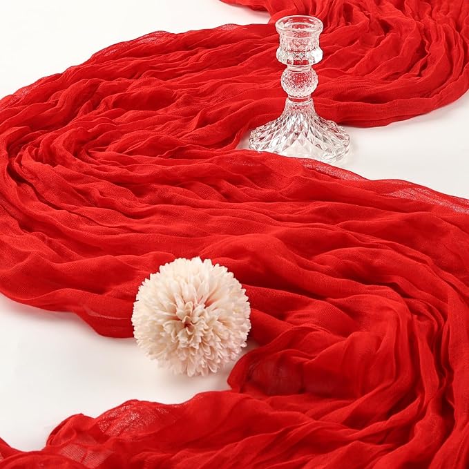 6 Pack 10Ft Red Cheesecloth Table Runner 23 x 120 Inch | Gauze Rustic Boho - Image 3