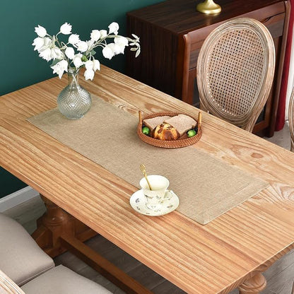 NEWISHER Farmhouse Rustic Faux Linen Solid Flaxen Table Runner 13x36inch | by Newisher