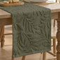 Artoid Mode Olive Green Soft 3D Jacquard Leaves 100%Cotton Spring Table Runner by ArtoidMode