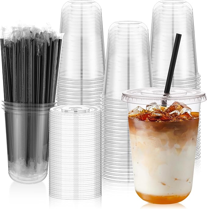tchrules 100 Set 16oz Clear Round Bottom Plastic Cups by Tchrules