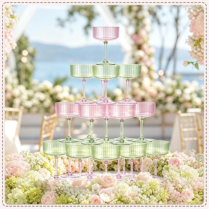 24PCS Plastic Martini Glasses, Unbreakable Reusable Champagne Coupe, Removable - Image 6