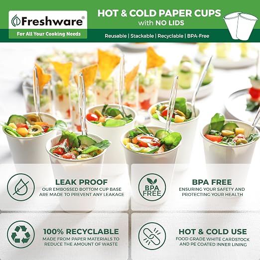 Freshware Coffee Cups 8 oz Disposable Paper Cups - Image 7