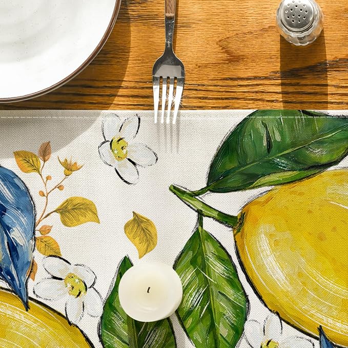 Artoid Mode Chinoiserie Lemon Bow Flowers 210 GSM Summer Table Runner, Seasonal - Image 7