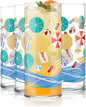 Libbey Vintage Beach Drinking Glasses Set of 4, Retro Beach Design Glass Cups by Libbey