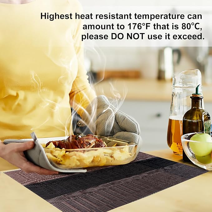 Aofmee Placemats, Heat Resistant Place Mats Set of 6, Washable PVC Table Mats - Image 3